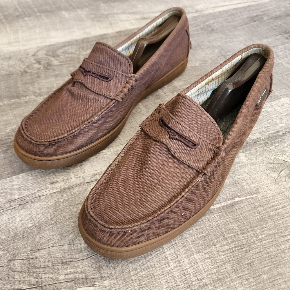 COLE HAAN MEN'S PINCH WEEKENDER LOAFERS (C13426) JAVA FABRIC GUM SIZE 8.5M